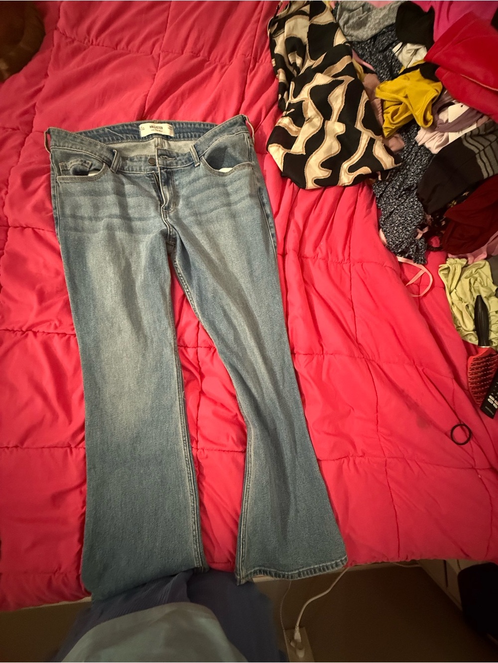 Hollister Light Wash Flare Jeans in Blue